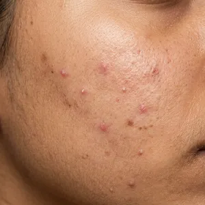 Medium skin texture with mild breakout